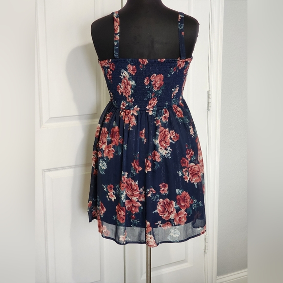 Blue Floral Strappy Dress - Picture 2 of 4